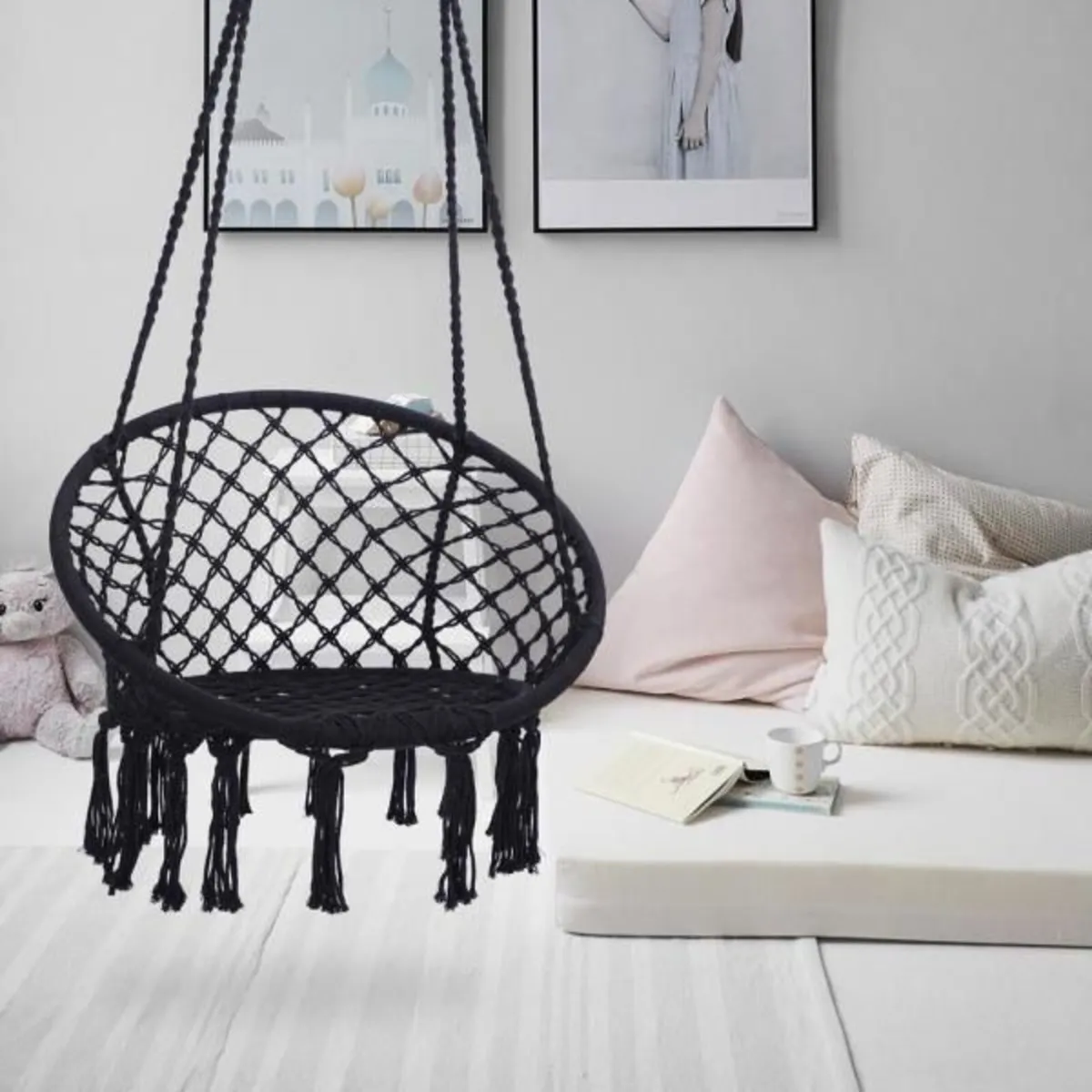 ✨ FREE delivery ✨ Beige Boho Nest Swing BLACK - Image 2