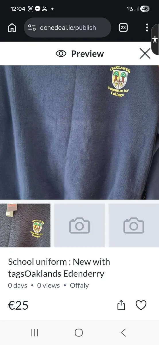 Oaklands School Edenderry Boys Jumper L (New with - Image 3