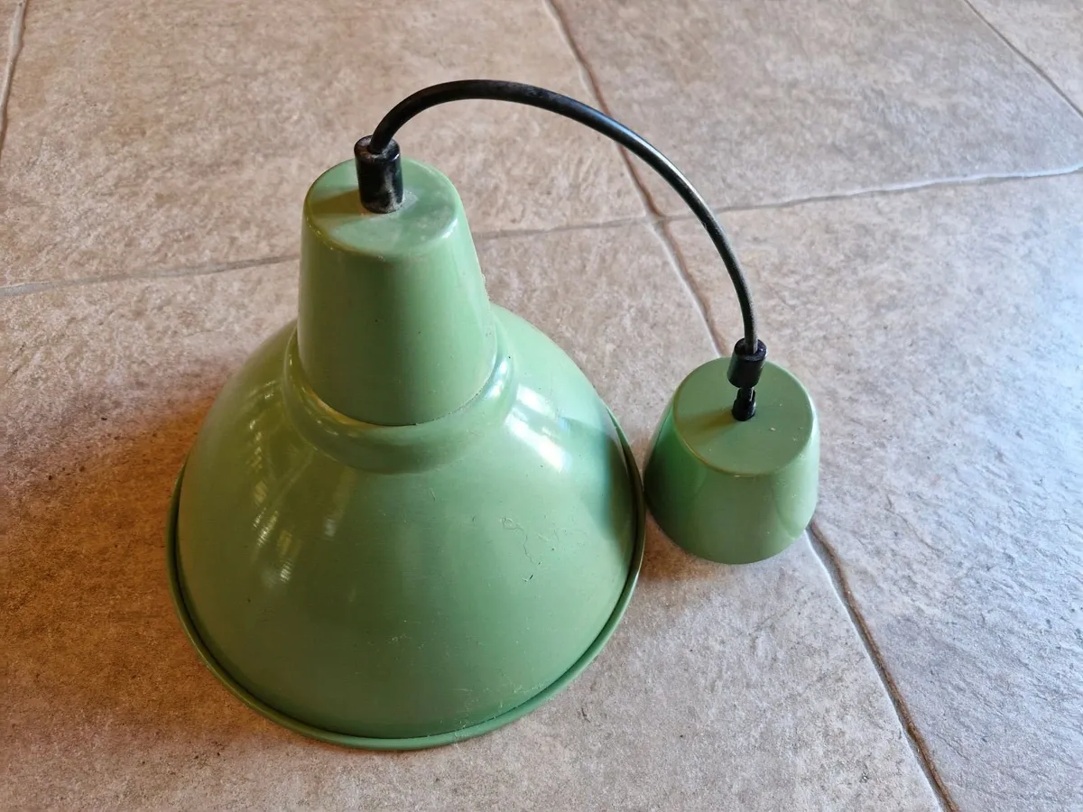 Pair of Green Hanging ceiling lights with bulbs - Image 3