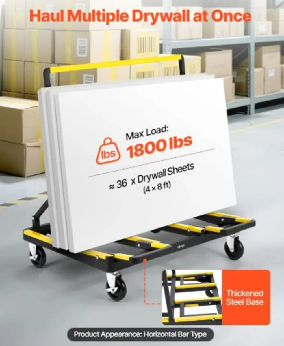 Drywall Cart Dolly, 816 kg Load Capacity, Steel - Image 2