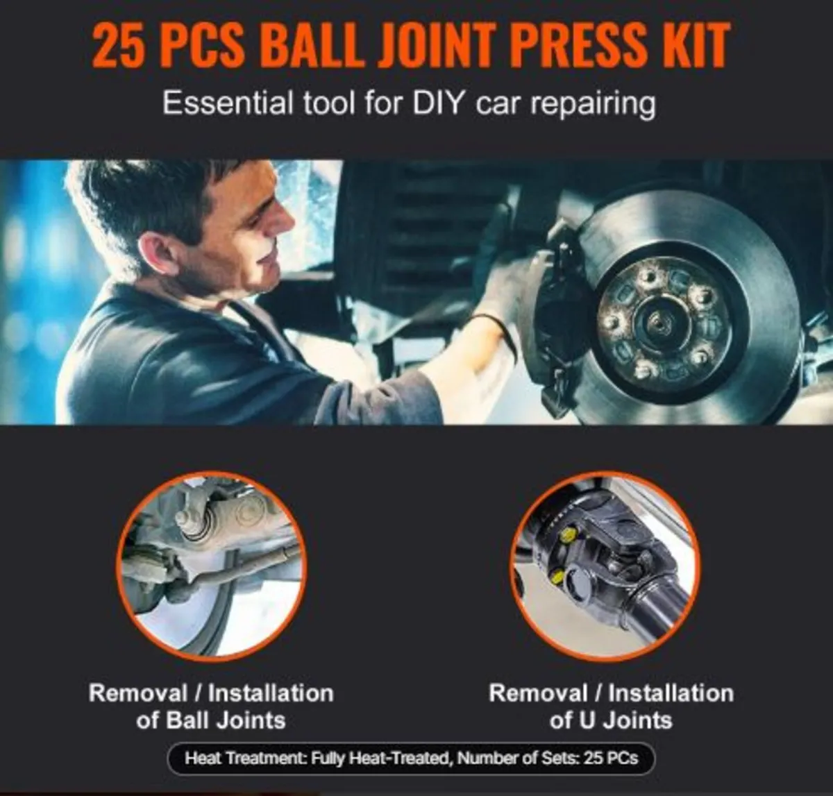 Ball Joint Press Kit, 25 pcsTool Kit,C-press Ball - Image 2