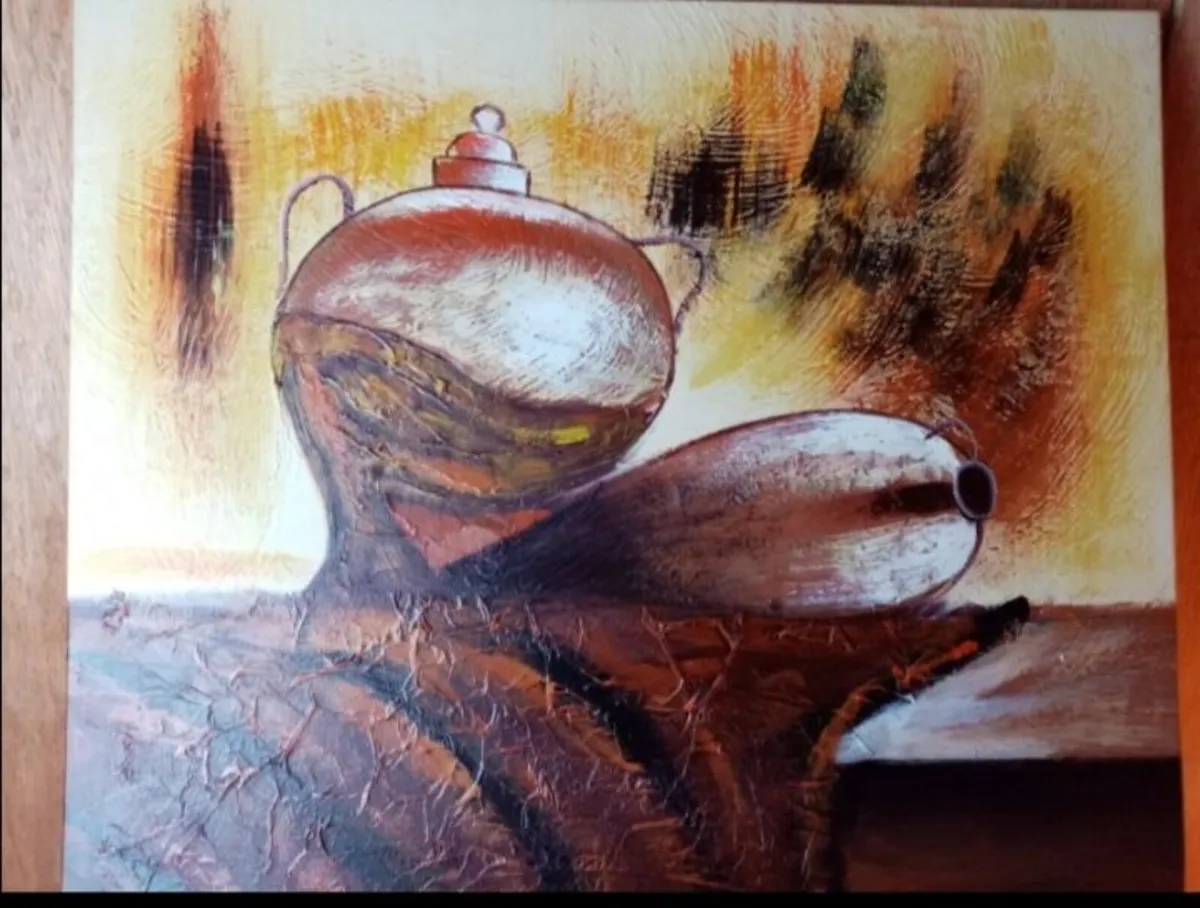 Large Textured Still Life Oil Canvas...