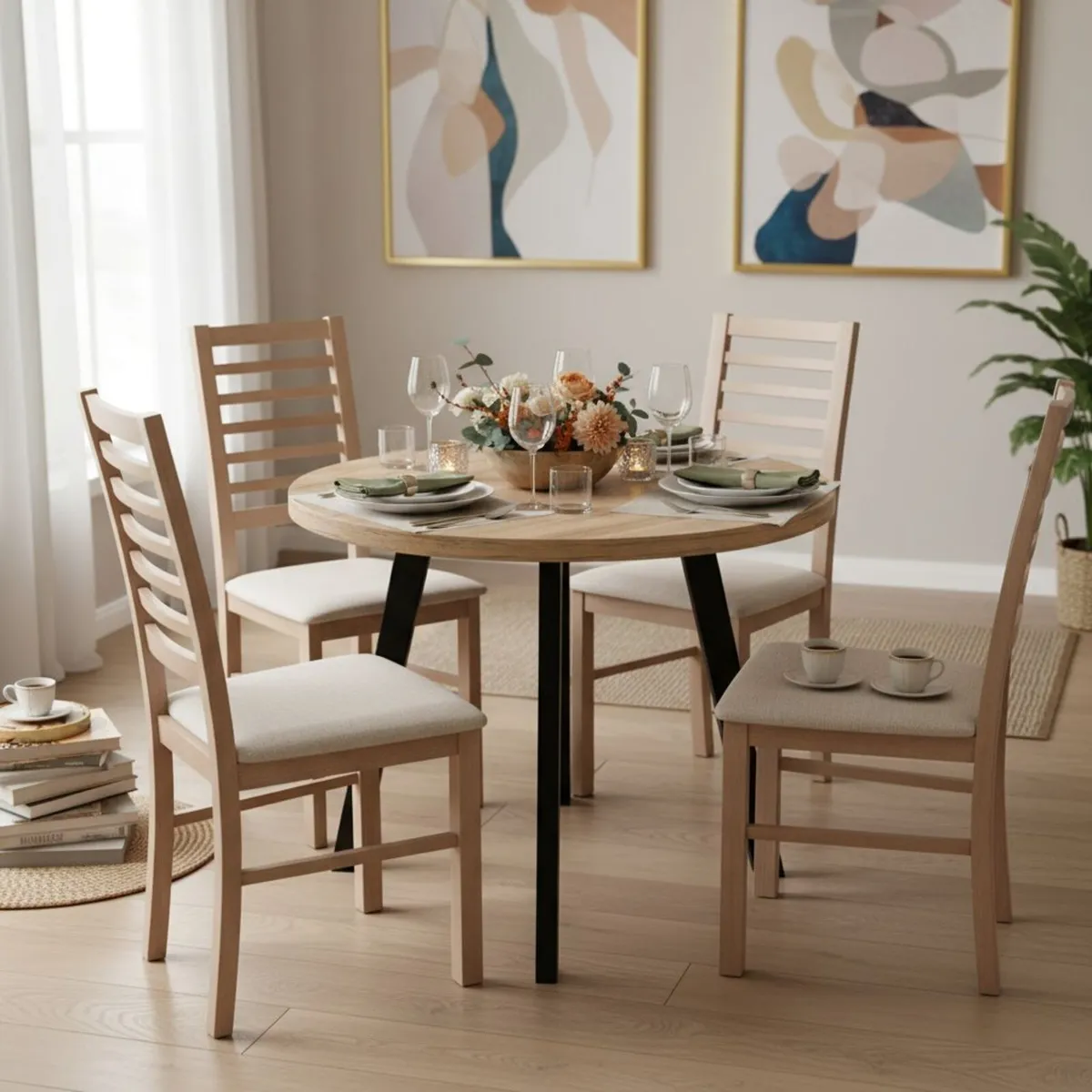 Arvian Round Extandable Dining Table 80cm to 130cm - Image 3