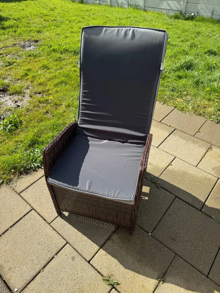 Outdoor Rattan Table and Reclining Chairs - Image 2