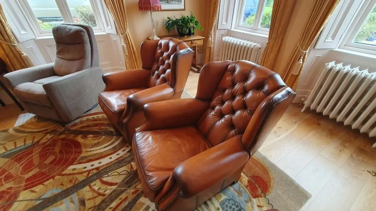 Leather Armchair Pair - Image 3