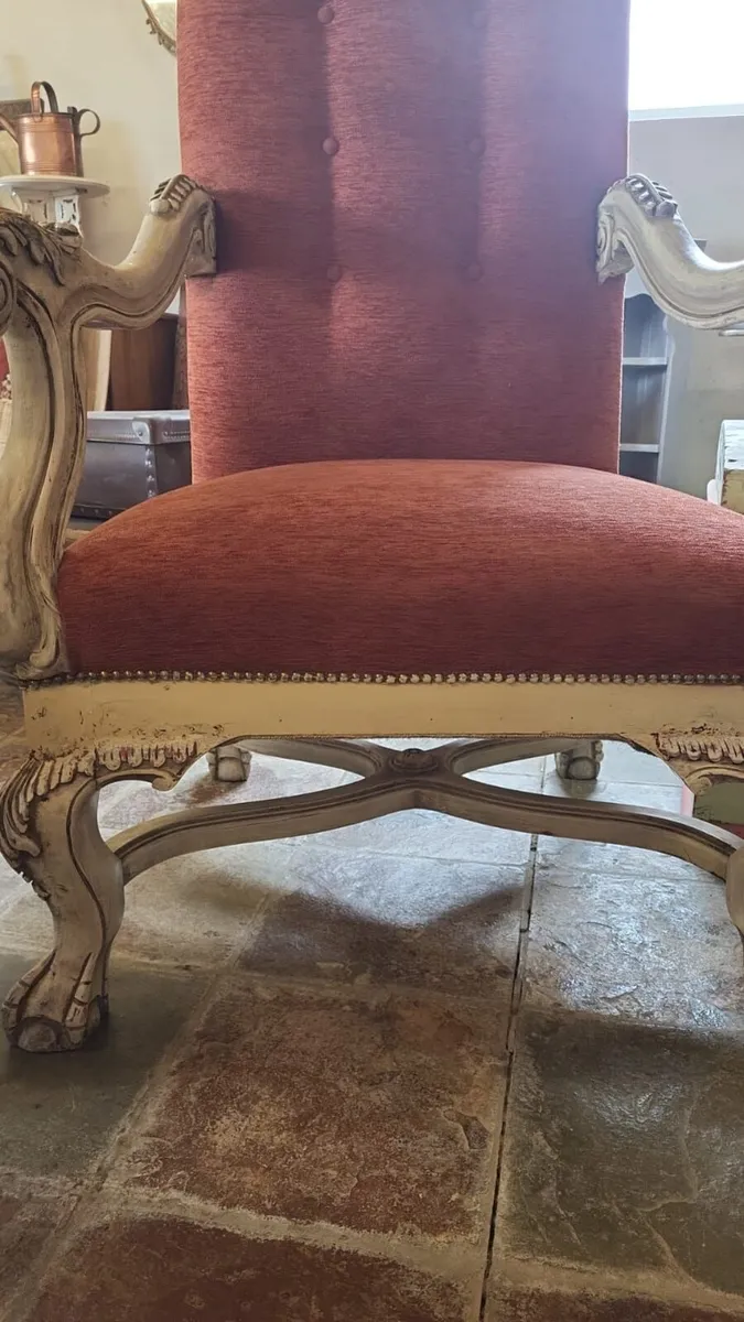 Pair large vintage french chairs - Image 2