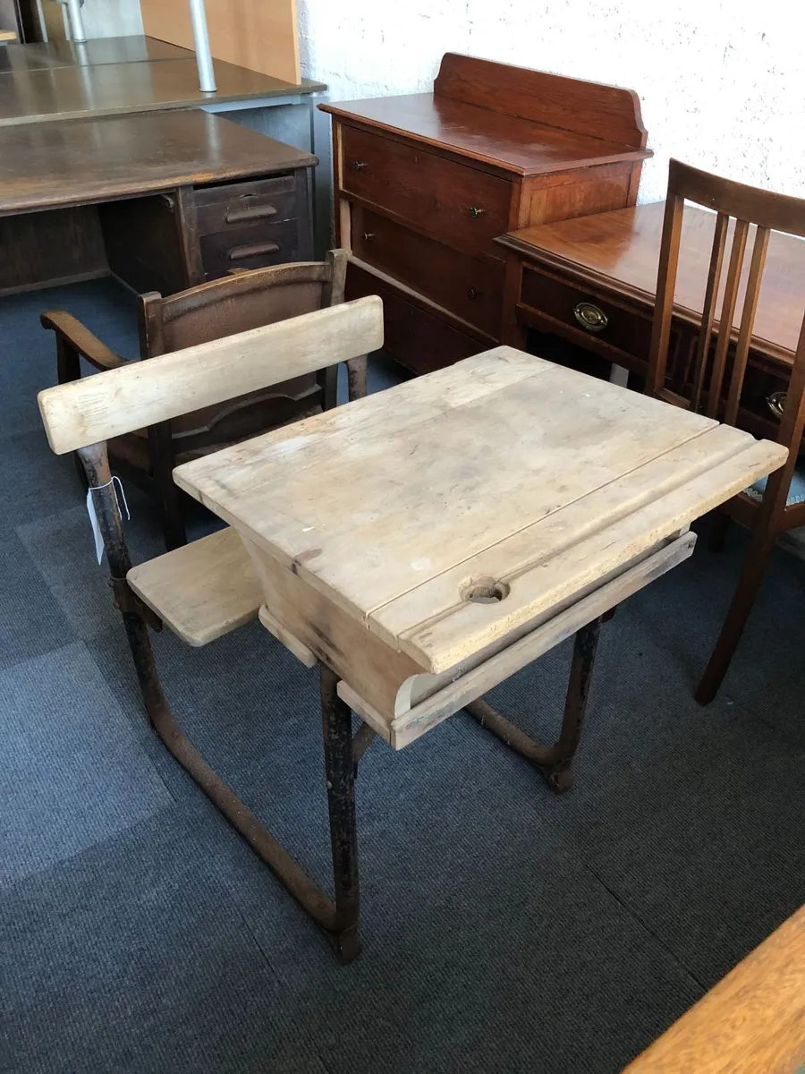 Antique School Desk and Chair - £50 + VAT - Image 1