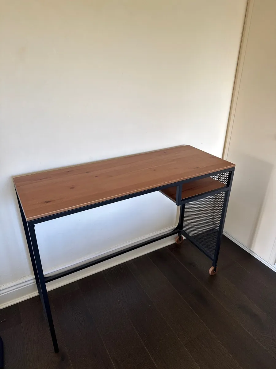 Narrow Desk with Shelf Compartment and 2 Wheels - Image 1