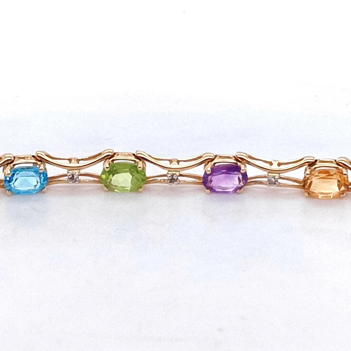14k Gold Diamond & Multi Gem Bracelet - Image 3