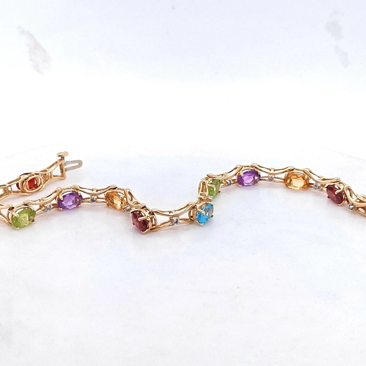 14k Gold Diamond & Multi Gem Bracelet - Image 1