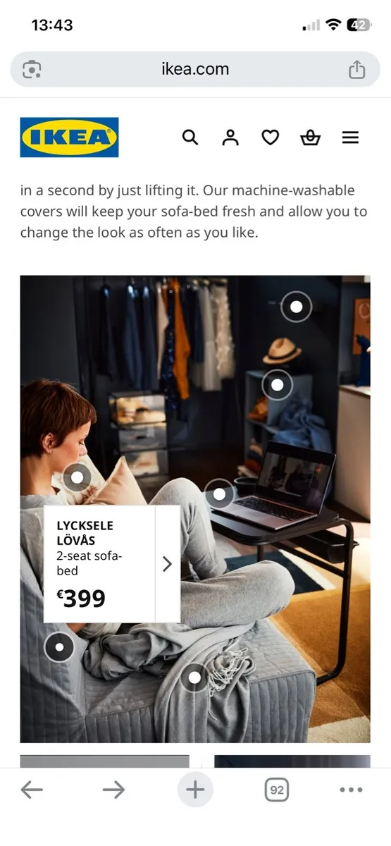 Ikea fold out bed double lycksele - Image 1