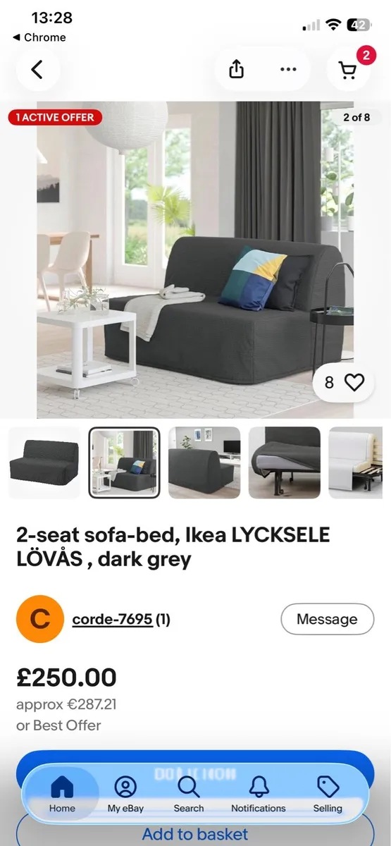 Ikea fold out bed double lycksele - Image 2