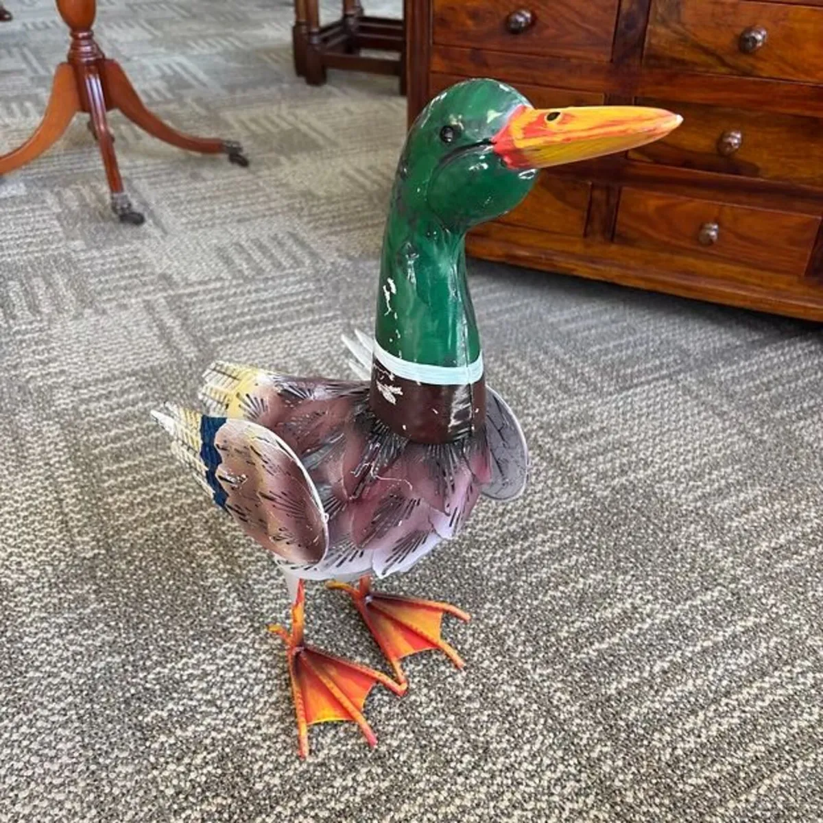 Exquisite handmade metal duck sculpture garden orn