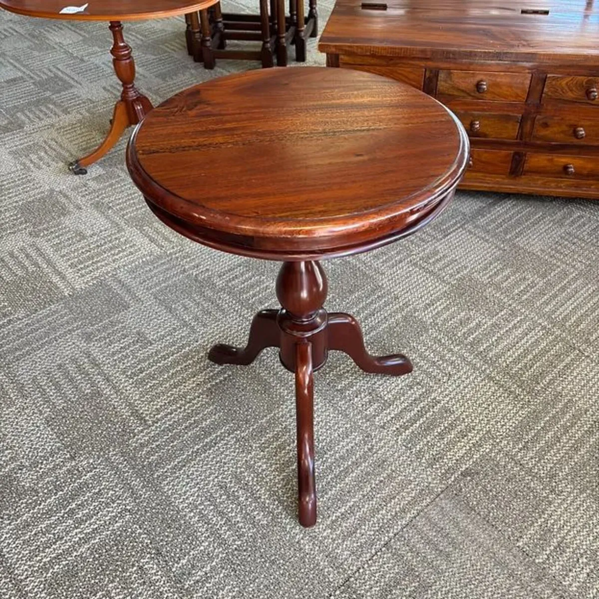 Mahogany tripod base occasional side lamp table