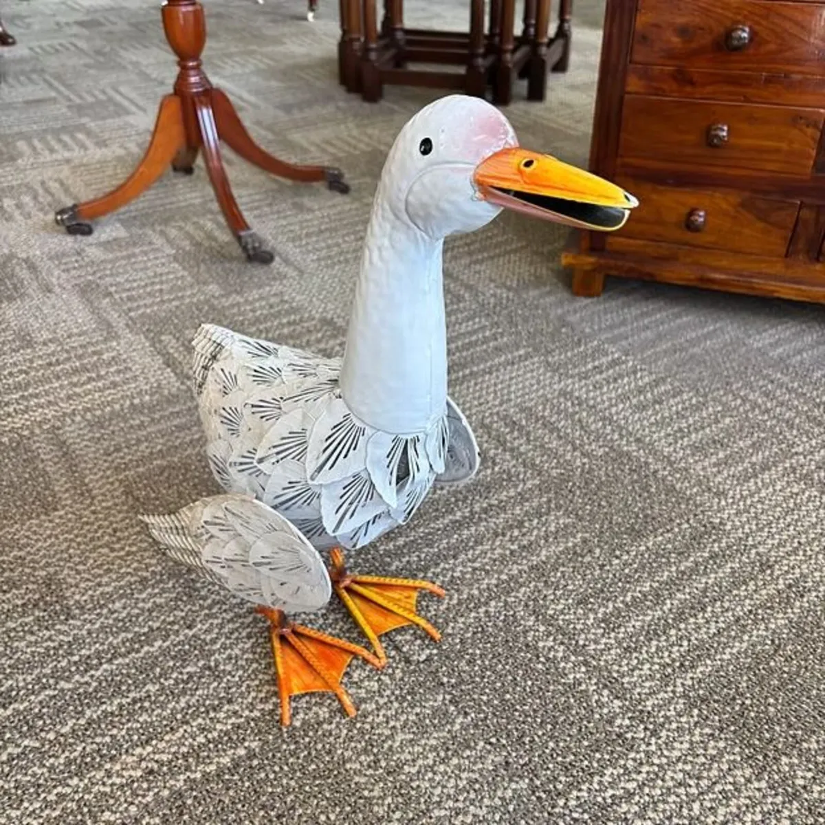 Exquisite handmade metal goose sculpture garden