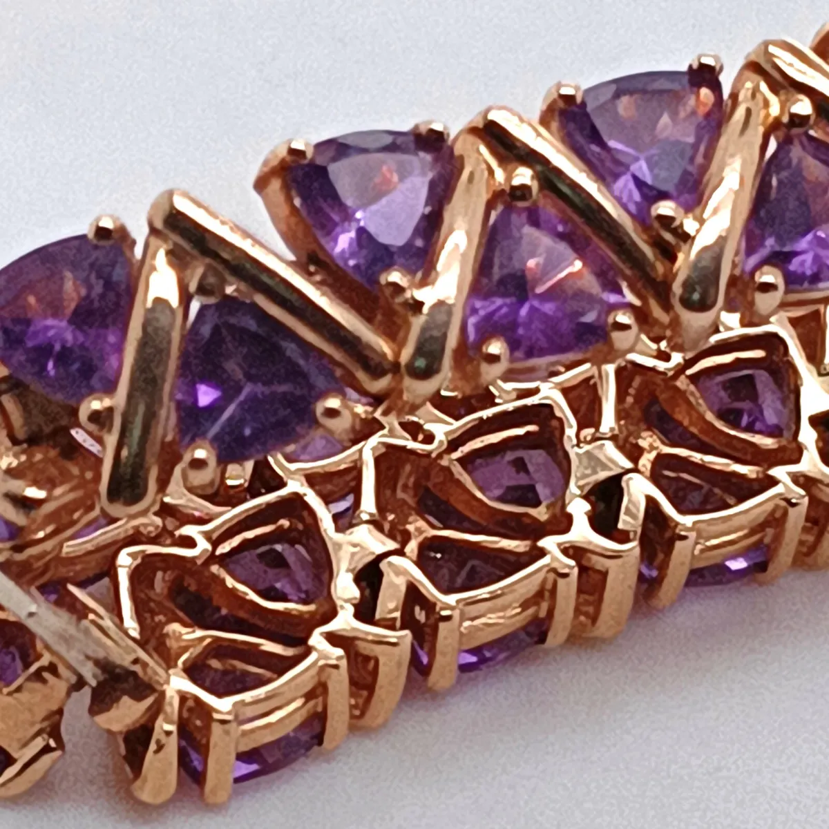 Trillion Purple Gem , 14k Yellow Gold Bracelet - Image 3