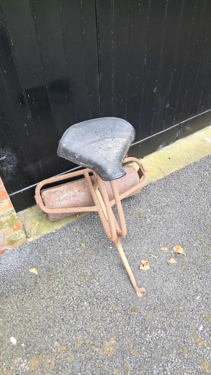 Vintage Garden Roller with Seat  Rustic  Decorative Piece - Image 1