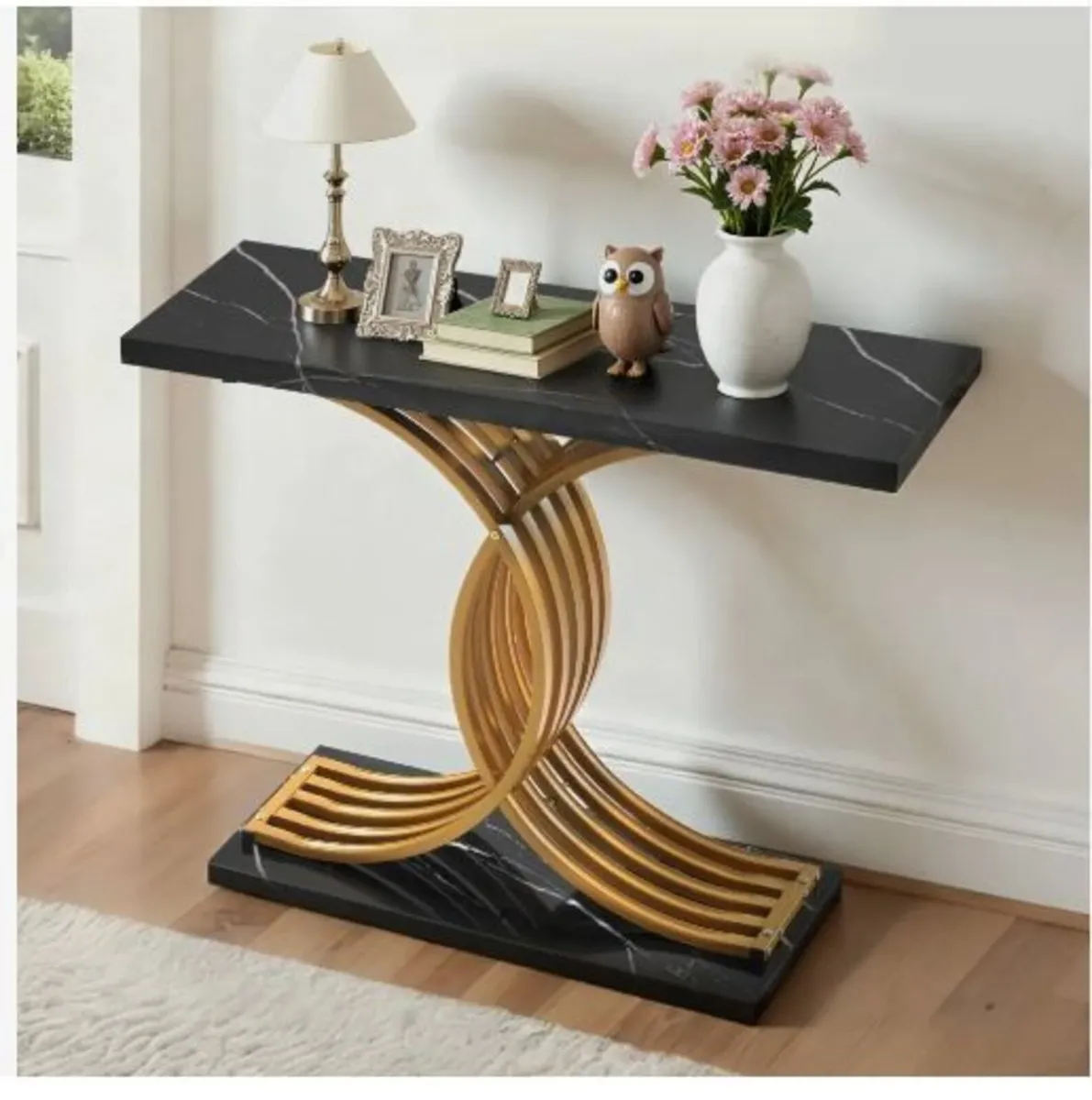 100 cm Gold Console Table - Image 4