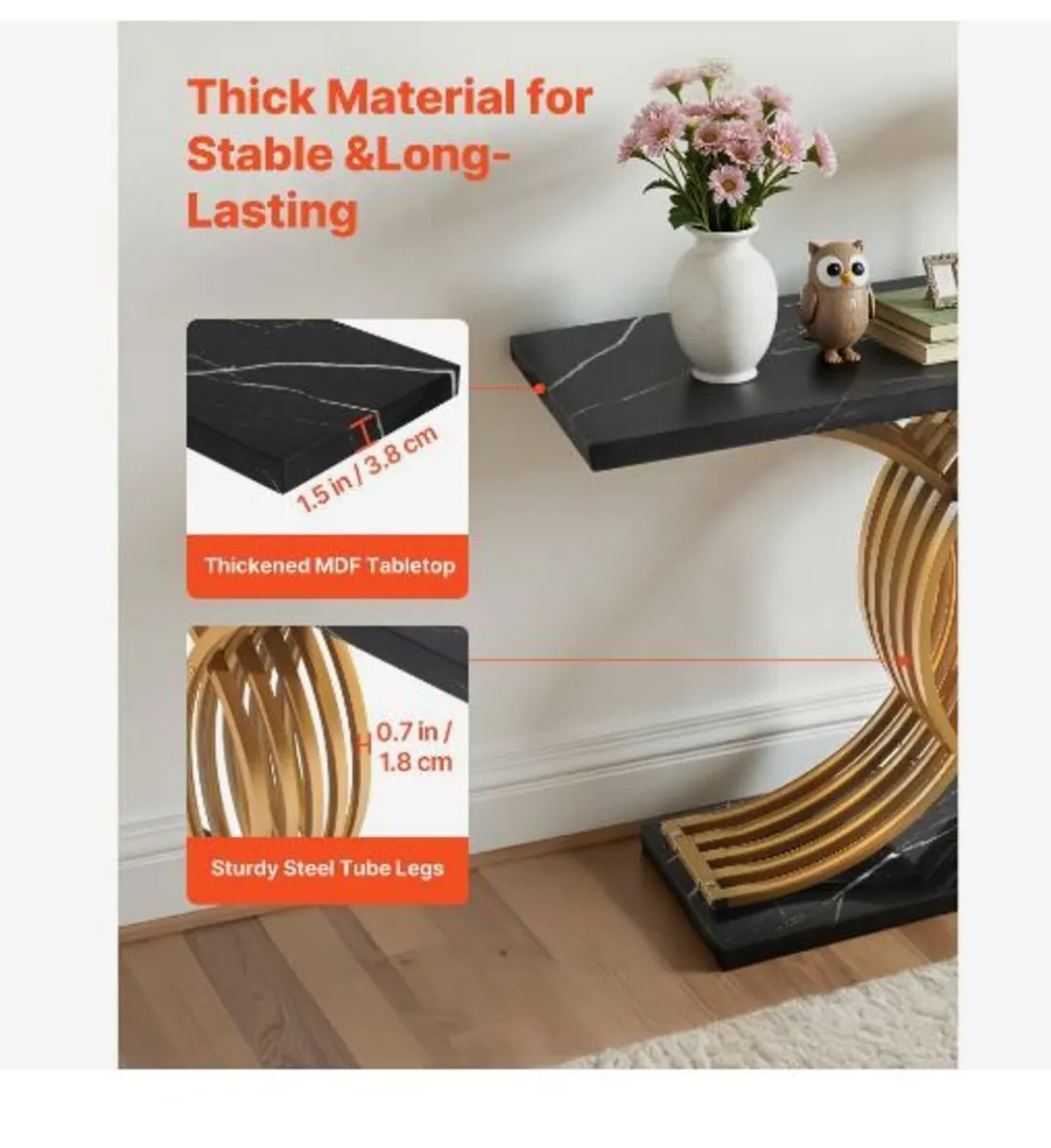 100 cm Gold Console Table - Image 2