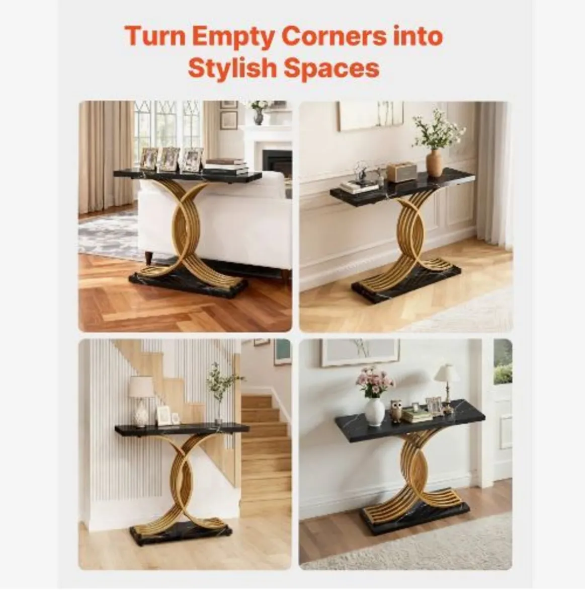 100 cm Gold Console Table - Image 3