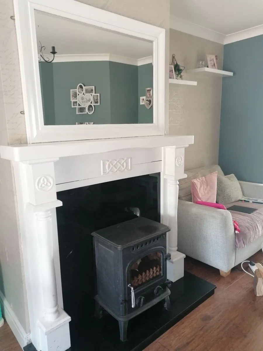 Wood burning stove, fireplace and mirror - Image 2