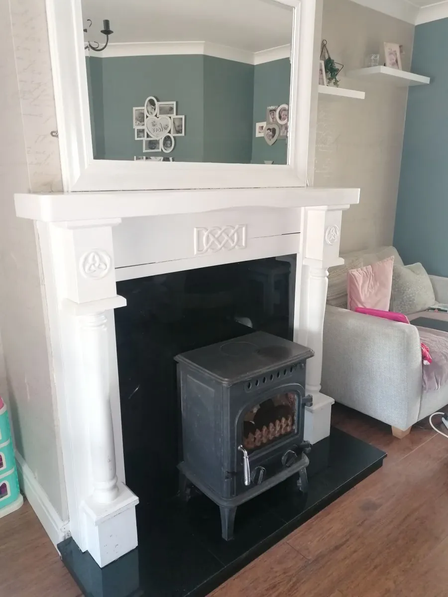 Wood burning stove, fireplace and mirror - Image 3