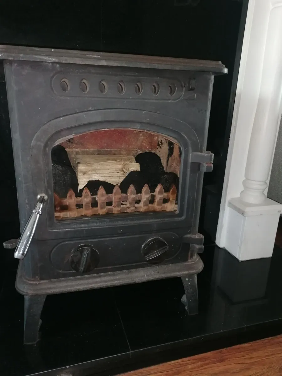 Wood burning stove, fireplace and mirror - Image 1