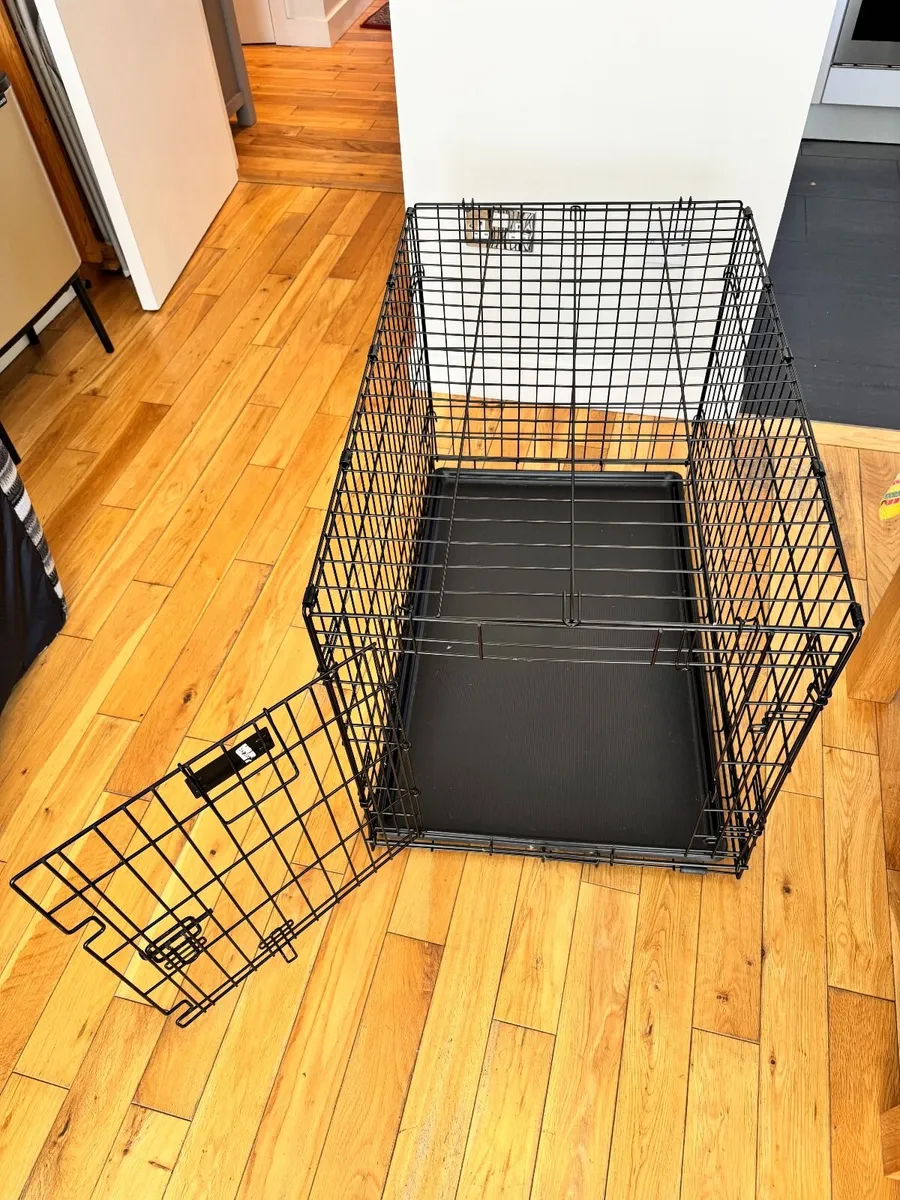 Gently Used Large Dog Crate with Orthopedic Pillow - Image 2
