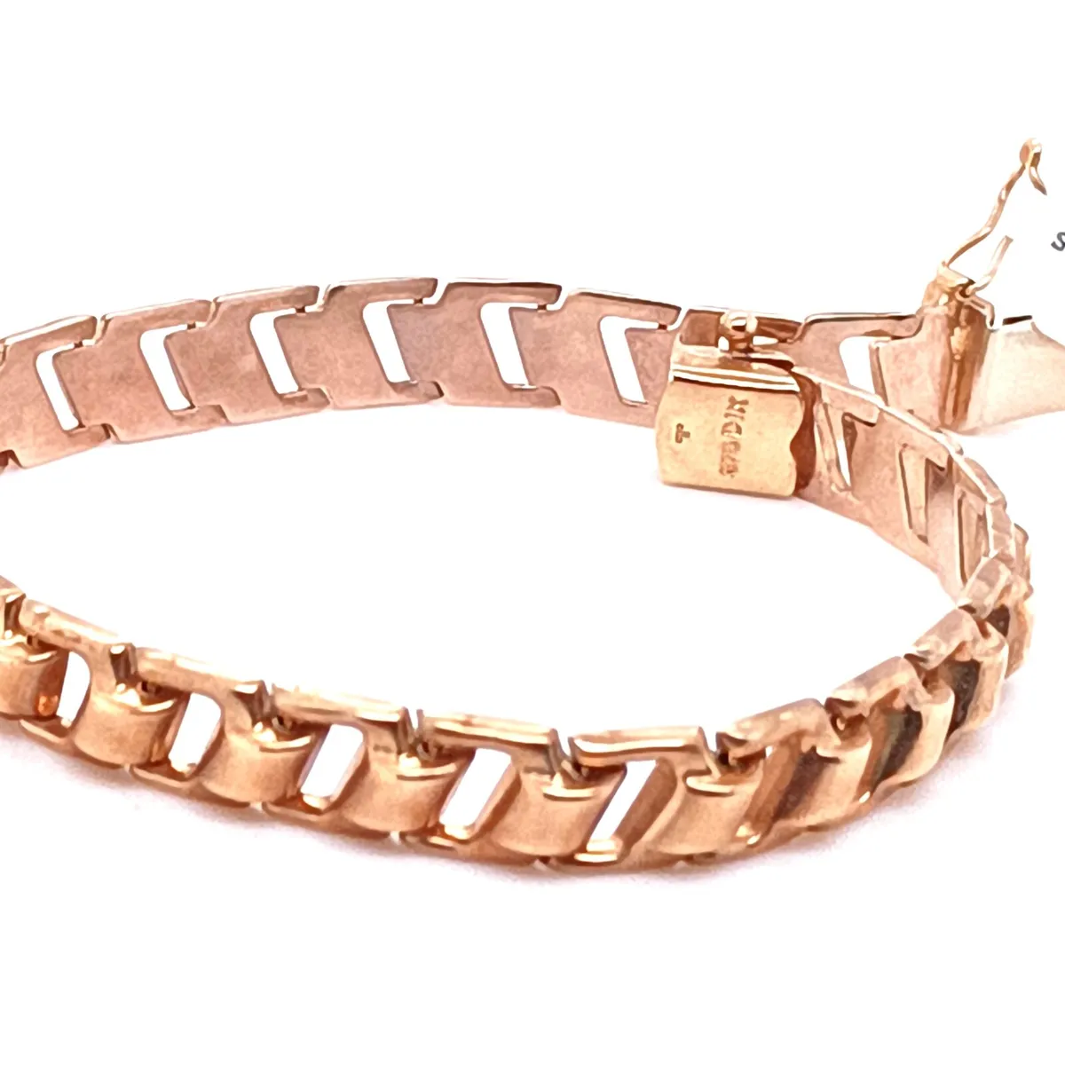 Vintage 9 K Yellow Gold Tank Link Bracelet - Image 1