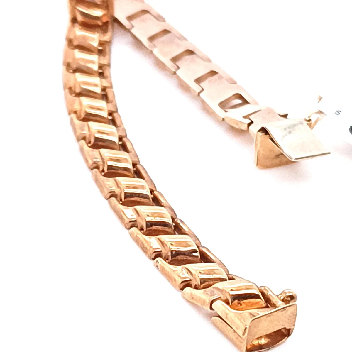 Vintage 9 K Yellow Gold Tank Link Bracelet - Image 4