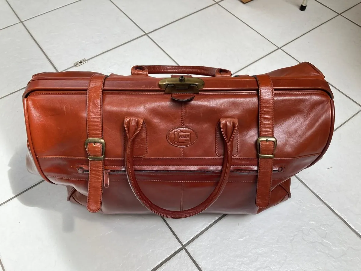 Genuine Leather Large Brown Holdall - Image 2