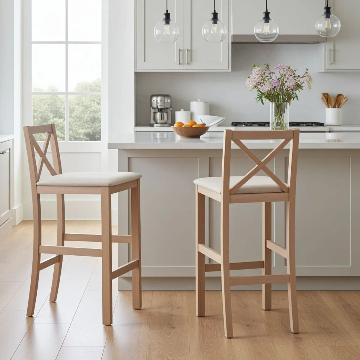 Hampton Traditional Cross-Back Bar Stool - Image 3