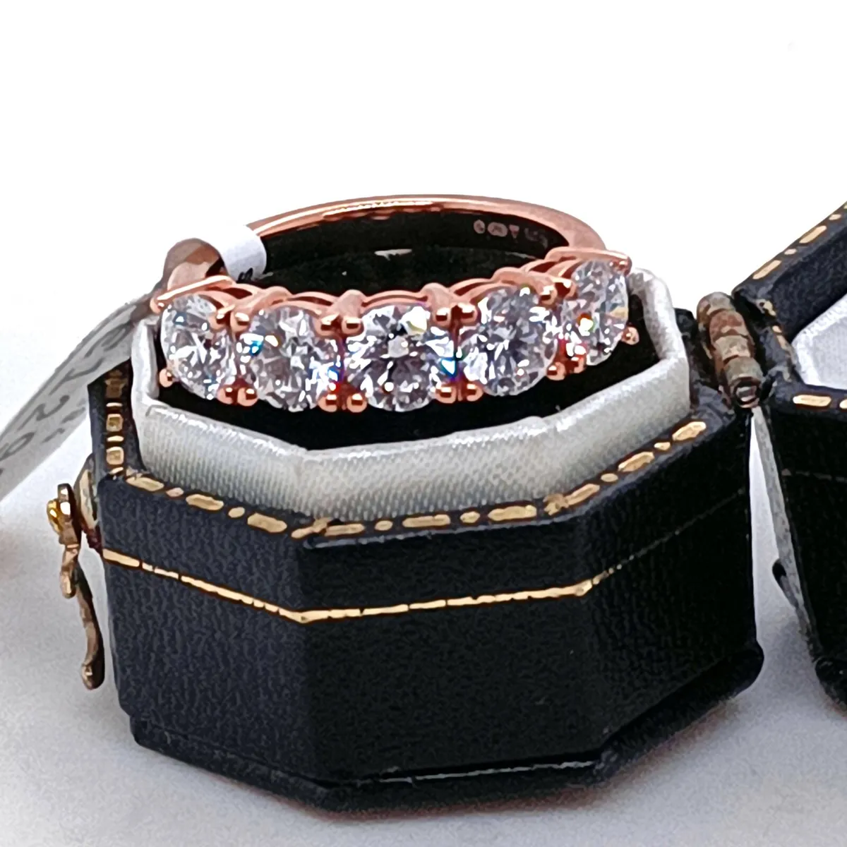 5 Stones Diamond Ring, 9k Rose Gold - Image 2