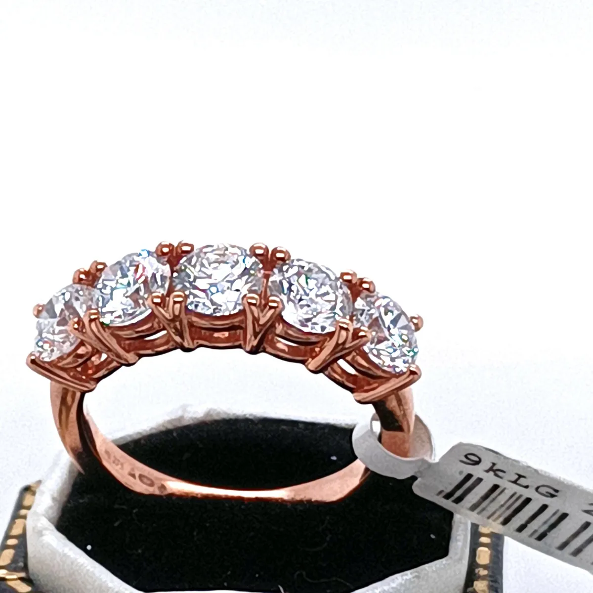 5 Stones Diamond Ring, 9k Rose Gold - Image 4