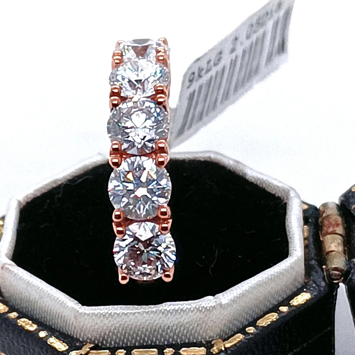 5 Stones Diamond Ring, 9k Rose Gold - Image 1
