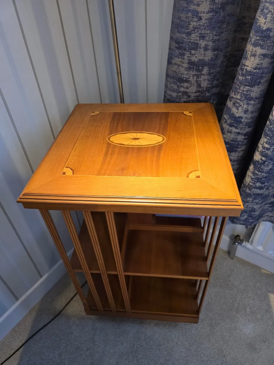 REVOLVING BOOKCASE YEW WOOD - Image 1