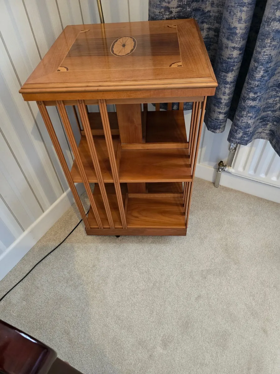 REVOLVING BOOKCASE YEW WOOD - Image 3