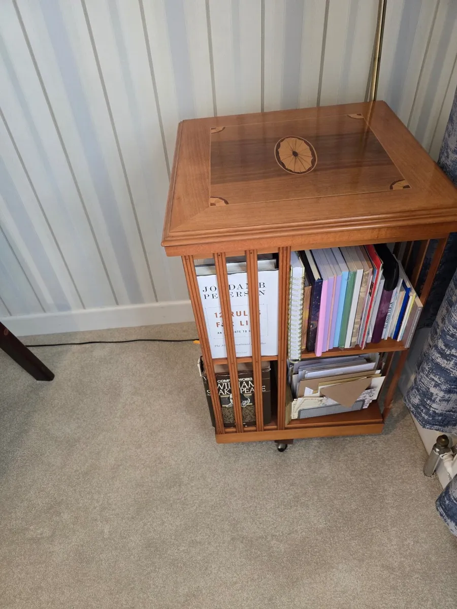 REVOLVING BOOKCASE YEW WOOD - Image 2