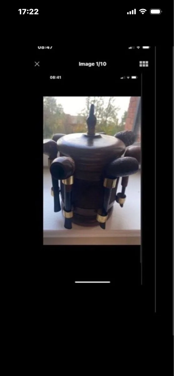 Vintage Smoking Pipe Collection & Timber Stand - Image 1