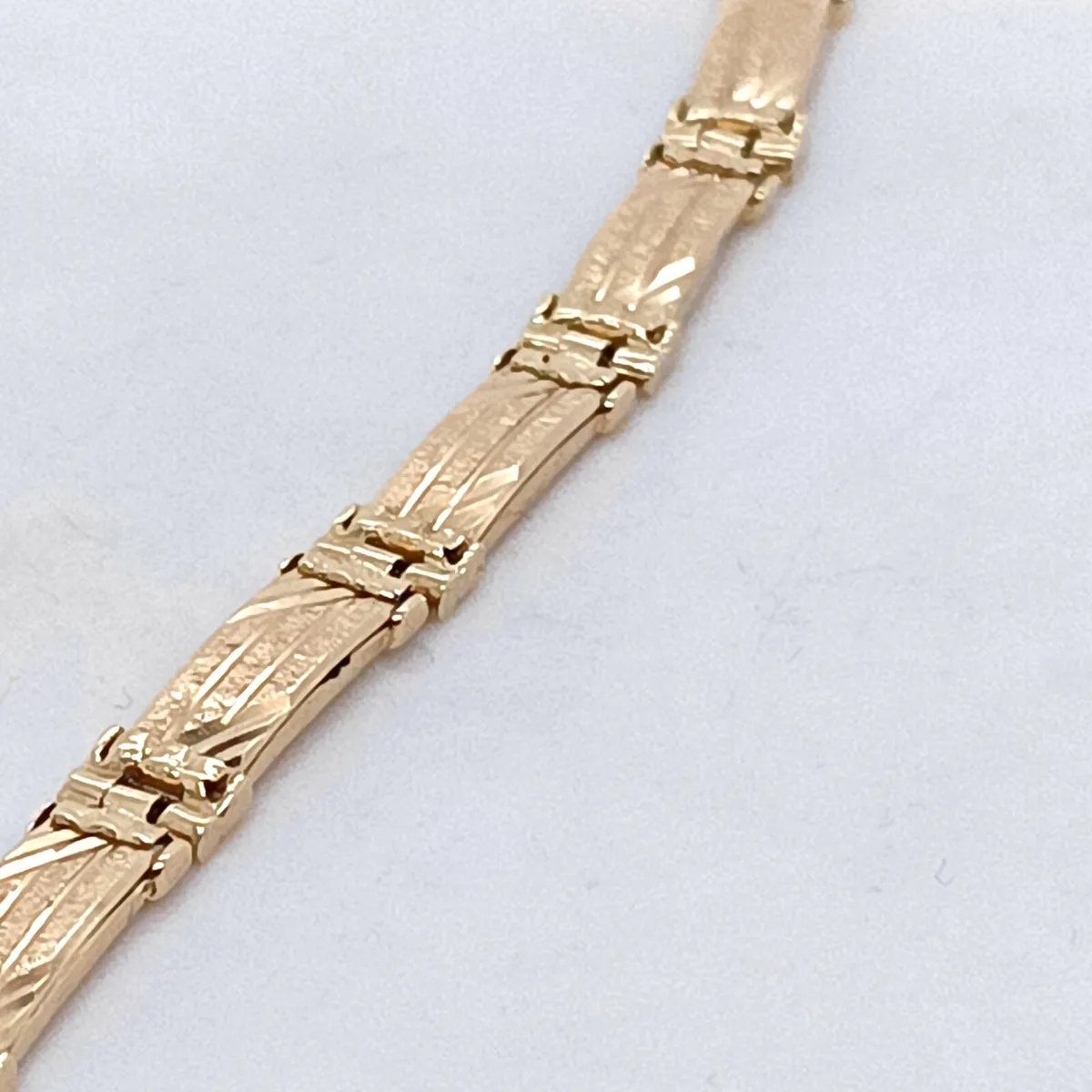 14k Yellow Gold Brushed Link Bracelet - Image 2