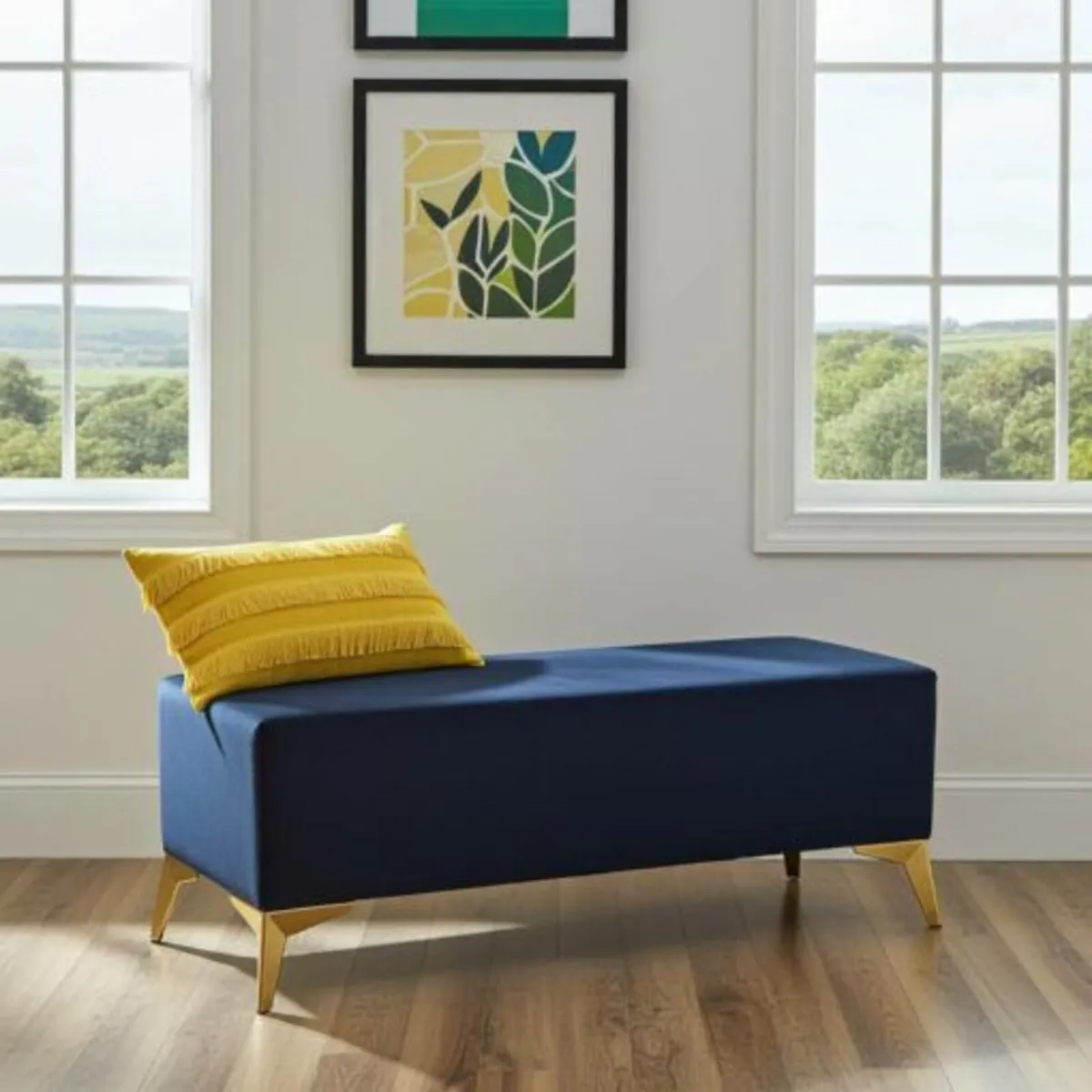 Velvet Bench with Gold Legs 120x4-cm - Image 3