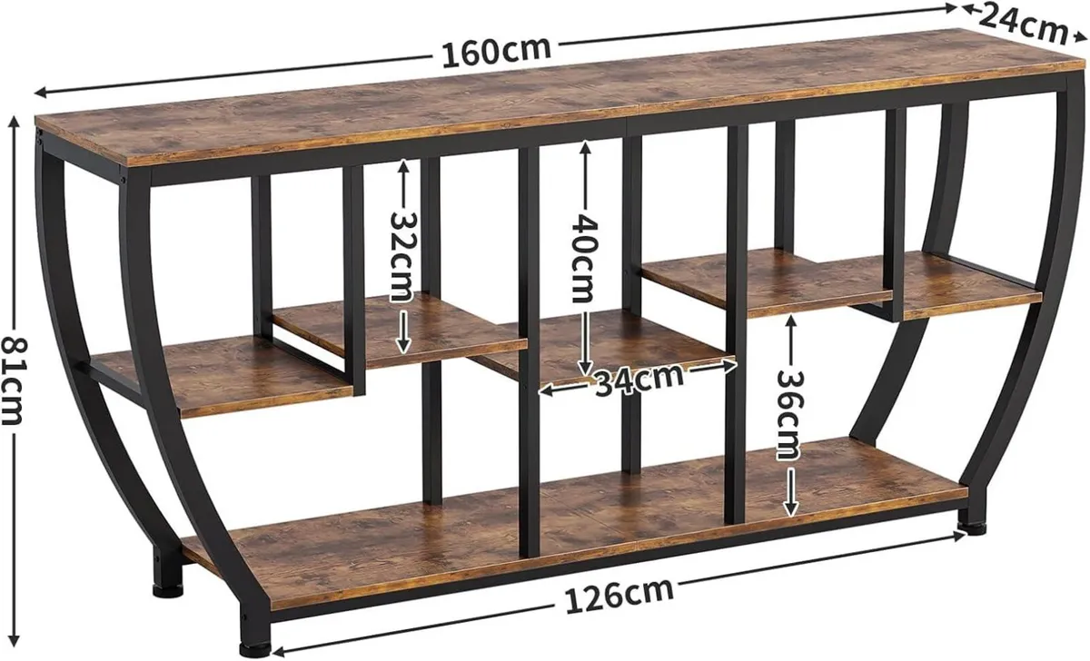 Console Table 160cm Narrow with Storage Shelves - Image 2