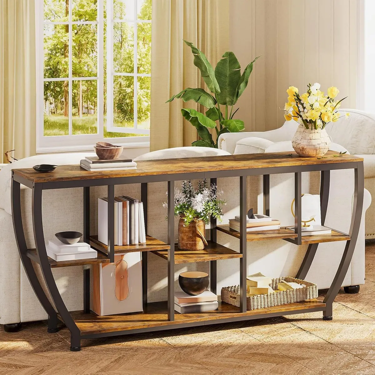 Console Table 160cm Narrow with Storage Shelves - Image 3