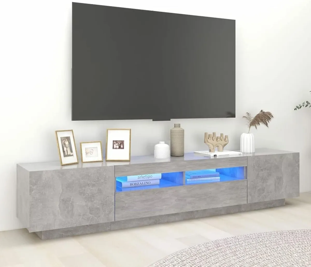 TV Cabinet with LED Lights Concrete Grey 200x35x40 - Image 1