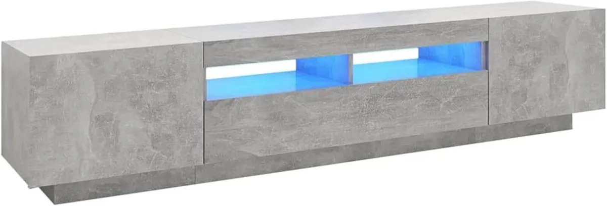 TV Cabinet with LED Lights Concrete Grey 200x35x40 - Image 2