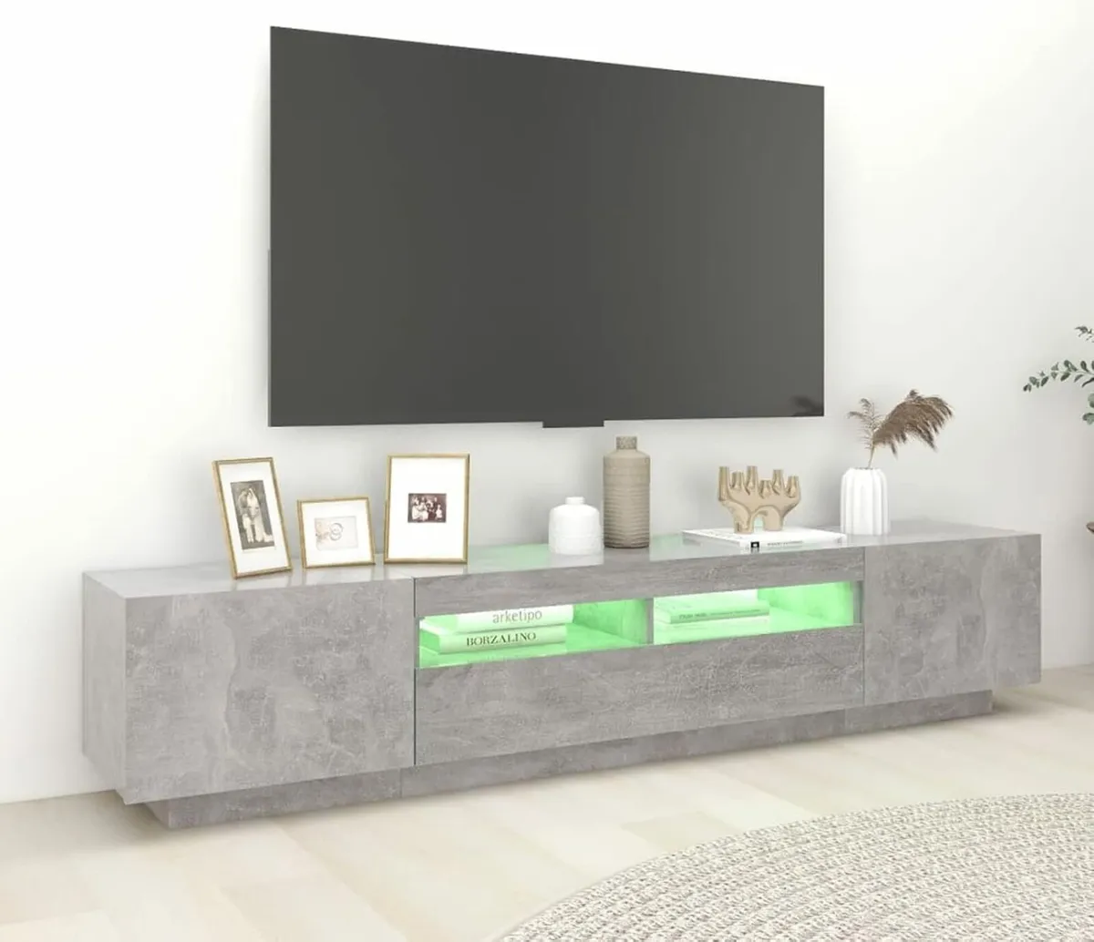 TV Cabinet with LED Lights Concrete Grey 200x35x40 - Image 4