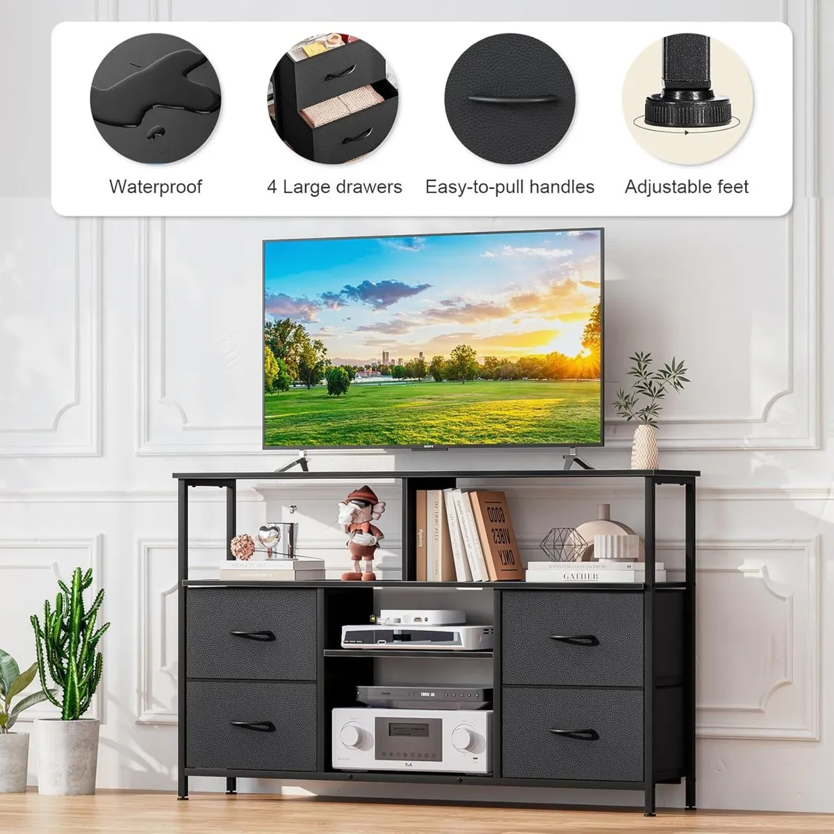 TV Stand Cabinet with 4 Drawers Unit for up to 55 - Image 4