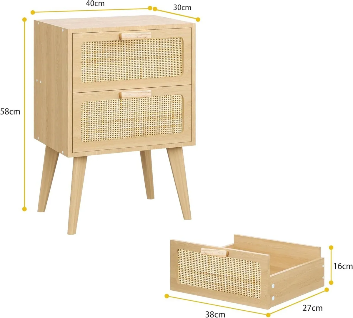 DECTG59Y Rattan Bedside Table Wooden End Side - Image 3