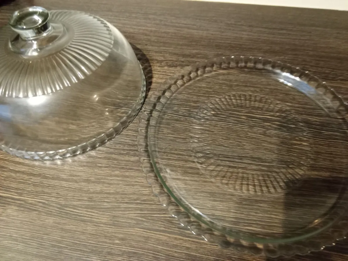 Glass Dome and Plate Cake Stand. - Image 2
