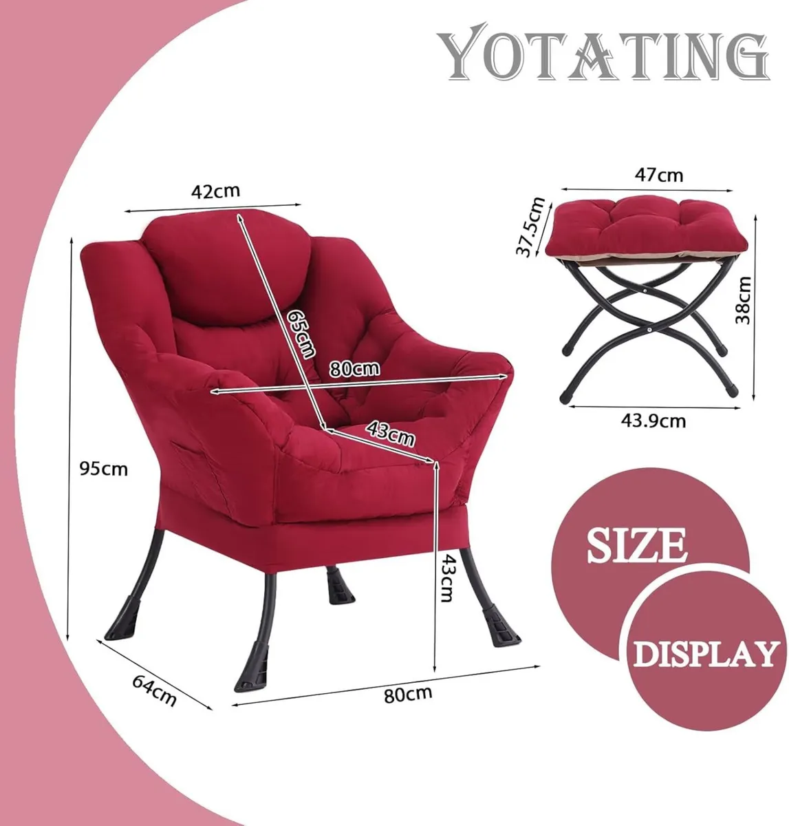 Modern Lazy Chair with Ottoman Accent Contemporary - Image 3